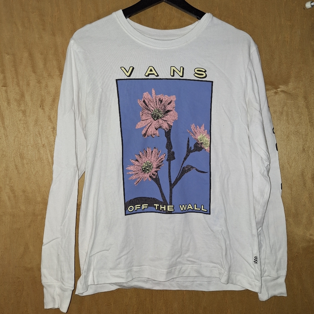 Vans White Long Sleeve Floral Graphic Tee